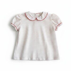 NWOT James & Lottie Blouse Top Kids Size 8 Peter Pan Polka Dot Christmas Holiday
